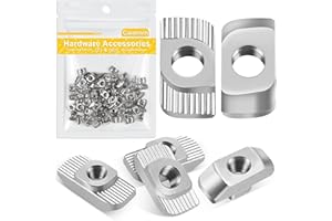 Caianwin Nutensteine - Dado a testa martello, 100 pezzi, scanalatura a T M3, in acciaio al carbonio nichelato, a T, dado a martello per estrusione profilo in alluminio, serie 20