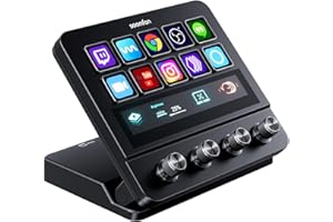 SOOMFON Stream Controller, Production Console Deck 10 Teclas Macro, Pantalla Táctil y 4 Perillas, Stream Controlador en Twitch, YouTube, PS y otras aplicaciones, Compatible con WIN/MAC - Negro