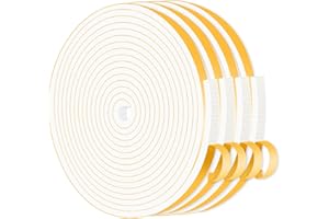 MIKONIYA Burlete Puerta Entrada,Burlete Puerta,Tira de Sellado CR de Alta Densidad,Aislante Termico Ventanas(Blanco,6mm x 3mm x 20M)