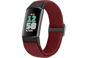 SOiiKE Bracelet Tressé Compatibles avec Fitbit Charge 6/Fitbit Charge 5, Bracelet de Remplacement Élastique Souple et Réglable Sport Bracelet en Nylon pour Femme Homme