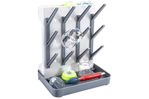 MeCids Baby Bottle Drying Rack, Vertical Standing Bottle Dryer Rack Holder, Space Saving Baby Bottle Drying Rack for Countertop - Holds Up to 12 Baby Bottles