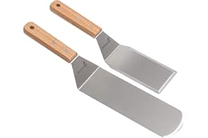 ANMARKO Metal Spatula Set - Griddle Spatula - Teppanyaki spatulas - Griddle Scraper and Pancake Flipper or Hamburger Turner - Stainless Steel Utensil Great for BBQ Grill Flat Top - Commercial Grade