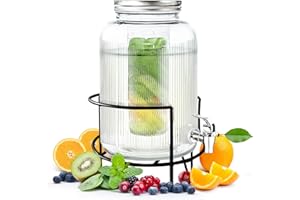 YIBEBE Dispenser Bevande in Vetro con Rubinetto: Distributore di Bevande Ghiacciate da 4 litri per Barbecue Picnic Festa in Piscina ed Eventi Sociali (Silver)