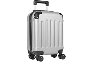 yonsly® Suitcase, Trolley, Travel Suitcase, Trolley Suitcase, Hand Luggage with 4 Wheels, 360°, ABS Hard Shell, Safety Lock, Soft Rubber Handle, 210D Lining, silver, S, YONSLY -B