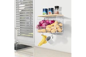 Mefirt Frutero, Fruteros de Cocina Modernos, Blanco Cesta Fruta Puede Como Verdulero de Almacenamiento Cocina, Estante de Pared para Verduras y Cestas de Organizador de Verduras, Frutas y Refrigerios