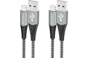 SIZUKA Cable Micro USB,[2Pack 2M] Carga Rápida Android Cable Android Nylon Movil Cables Cargador Compatible con Samsung S7/S6/S5/J7, Sony, Xiaomi,Huawei, HTC, Motorola, Nexus, LG, PS4, Kindle