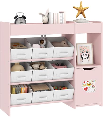 Meuble De Rangement Enfant Sweeek - 2 Compartiments + 1 étagère - Blanc - Anti-basculement - Hauteur Adaptée