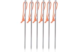 iBasingo Titanium Tent Pegs Camping Tent Stakes Pins Metal Tent Nails Outdoor Hiking Heavy Duty 20cm Lengthen Tent Accessories with Rope 6/8 pcs/lot Ti4006P