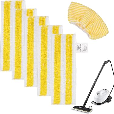 Produktbild von Lasuroa 6er-Set Mikrofaserhauben Für Dampfreiniger – 3 Rechteckige & 3 Dreieckige Tücher, Waschbar, Für Dupray & Co.