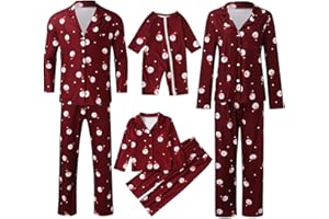 HOPASRISEE Weihnachts Pyjama Familie Set, Matching Couple Weihnachtspyjama Damen Herren Partner Baumwolle Christmas Pyjama Kinder Jungen Mädchen Schlafanzug Weihnachten Bedruckte Nachtwäsche