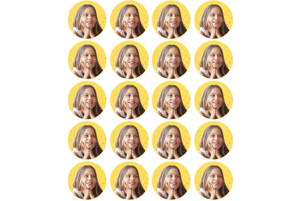 Sweetec personliga muffinpålägg runda med eget foto socker dekoration bilder topper för tårta cupcake happy birthday esspapier bröllop dop födelsedag glutenfria (5 cm Ø (20-pack))