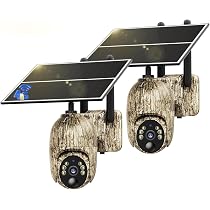 Telecamera Wi-Fi Esterna SEHMUA 2K A Batteria Con Pannello Solare – 360° PTZ, Visione Notturna A Colori, Rilevamento PIR, Audio 2 Vie, IP66, 2 Pezzi