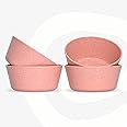 Eha Set of 4 Earth-Friendly Small Curry Bowls for Kitchen |175 ml|Made with Bamboo Fibers & Rice Husk|Microwave Safe Bowl (Reheat Only)|for Hot & Cold Serving Bowl Set, Pink