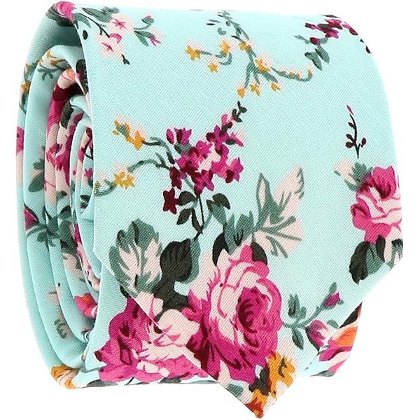 Cravate Bleue Marine Avec Fleurs Rouge Rose