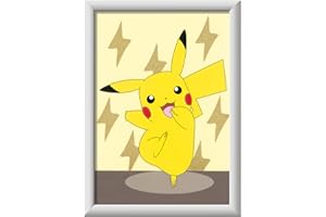 Ravensburger CreArt 20084 - Pikachu - Malen nach Zahlen Pokémon für Kinder ab 7 Jahre, Malset mit Rahmen, Pinsel und Acrylfarben, Geschenk für Jungen und Mädchen, mit Gold-Farbe