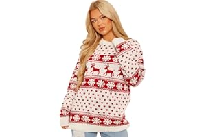 Hamishkane® Womens Christmas Jumpers, Knitted Reindeer Merry Christmas Sweater Long Sleeves Crew Neck Novelty Rudolph Xmas Jumper Pullover Funny Christmas Jumpers