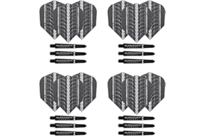 Harrows Darts 4 Juegos de Tallos de Dardos de Carbono Supergrip y Plumas de Dardos Supergrip Ultra - 12 Ejes de Dardos 12 Plumas de Dardos en Total - medianos y Cortos (Negro, Corto)