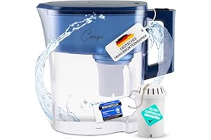 CIMYA Wasserfilter Kanne Trinkwasser 2,4L inkl.1x 60 Tage Filter Aktivkohle Kartusche mit 8-fachem Filtersystem ohne Chemie, Wasser Water Purifier filtert Kalk, Chlor, Schadstoffe,erhöht den pH-Wert (Blau)