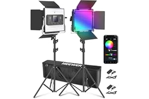 NEEWER Ulepszony panel LED RGB 660PRO II Wideo Light z kontrolą aplikacji i wsparciem, stałe 2 sztuki 50 W bez zmiany koloru/1% dokładnego minimalnego ściemniania/360°RGB/CRI97+/3200K ~5600K do