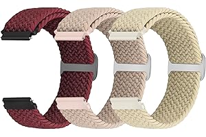Yunshare Pleciony elastyczny pasek z szybkim zapięciem, 18 mm, 19 mm, 20 mm, 22 mm, nylonowy pasek do zegarka Samsung, Garmin, Fossil, Amazfit, Huawei Watch, zapasowy pasek, 3 sztuki