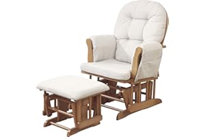 KUB Haywood Non-Reclining Glider Nursing Chair with Footstool | Ergonomic Breastfeeding Chair for Nursery | Smooth Gliding Motion | Storage Pockets | Safety Certified (Natural and Beige)