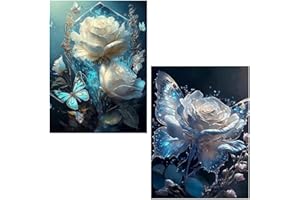 Wenfdrtr 2 Pack Diamond Painting Kits Flower-Flower Diamond Art for Adults,Flower Gem Painting Crafts for Adults Home Wall Decor,DIY 5D Gem Art Flower Perfect for Home Wall Decor(30 * 40cm)