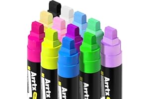 ‎ARRTX Arrtx Akrylowe markery Jumbo 10 mm szerokie końcówki akrylowe pisaki do malowania kamienia, szkła, jajek wielkanocnych, drewna i tkanin - nietoksyczne, bez zapachu