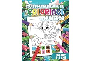 Mon Premier Livre de Coloriage par Numéro Enfant 4-8 ans: 20 Grands dessins d'animaux mignons, avec des animaux marins, des animaux de la savane, des ... la ferme tout en suivant les codes couleurs.
