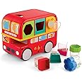 Giggles Funskool, Shape Sorting Bus, Educational Push Along Toy with Blocks, Features Shapes, Free Wheeling, Colours, 6 Months & Above, Infant and Preschool Toys, Red