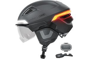 ABUS Casco da bicicletta HYP-E B.LACE – con luce anteriore, posteriore e lampeggiante e luce di arresto senza fili – con visiera e paraorecchie – per bicicletta, e-bike e S-Pedelec