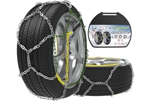 ‎LEYAOYAO Schneeketten Legierung Stahl, 2 Stück x 12mm, Schneekette mit Spanner, Notfall-Traktions-Schneeketten für Auto (Größe 130)