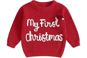 Geagodelia ​Kids My First Christmas Embroidered Knitted Jumper Baby Boys Girls Oversized Chunky Knit Sweater Pullover Autumn Winter Clothes Outfit