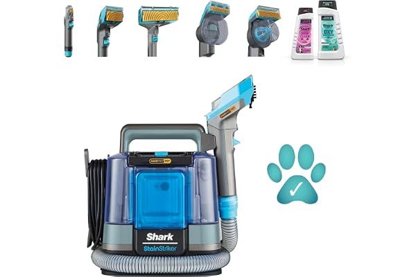 Shark StainStriker HairPro spécial animaux, Shampouineuse canapé, Aspirateur 450W, Extracteur de poils, Élimine taches et odeurs, Léger et portable, 4 accessoires et 2 formules de nettoyage PX250EUCP
