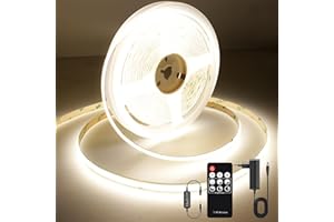 AXMOTUT Striscia LED COB 3 metri 24V, Striscia LED Bianco Naturale 4000K, 320LEDs/m, Larghezza 8mm, CRI90+, con Alimentatore, Telecomando RF, LED Striscia per Cucina, Soggiorno, Feste, Bar