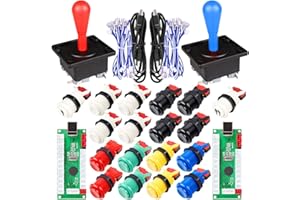 EG STARTS Kit fai da te per gioco arcade per 2 giocatori, ellisse, ovale, tipo Happ, joystick Hanlde + 18 pulsanti arcade in stile americano per 1/2 giocatori (colori misti)