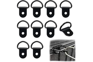 VNDKGN 10Pcs Tie Down Anchor,Metal Lashing D Rings Heavy Duty Van Hooks,Load Anchor Trailer for Cargo Safety in Trucks,Camper,Warehouse,Boats,Vans and Trailers,Lightweight Resists Corrosion Durability(Black)