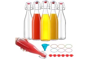 EkkoVla 6 Pack 500ml Swing Top Glass Bottles, 16 oz Flip Top Brewing Bottles with Airtight Rubber Seal Flip Caps for Kombucha, Beverages, Oil, Beer, Kefir, Vinegar, Wine