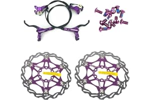 Ensembles de freins à disque hydrauliques SUMC Zoom Ensembles de vélo de montagne Ensemble avant et arrière VTT avec rotor à disque flottant 160 mm et boulons de couleur (violet)