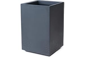‎KONZEPT KONZEPT Large and Tall Plant Pot on Wheels, 40 x 40 x 60 cm, for Indoor and Outdoor Use, Square, Anthracite in Concrete Look, Plastic, Mobile - Ideal for Garden, Patio, Balcony and Living Rooms