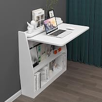 Bureau Mural Pliable Avec étagères - Table Escamotable Pour Petite Pièce Ou Studio