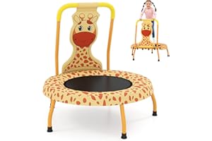 SPOTRAVEL Mini Trampoline for Kids, Cute Children Rebounder Trampoline with Foam Handle and Safety Padded Cover, Indoor Outdoor Toddler Trampolines for 3-6 Years Old