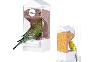 MONGTSAMZ Mangeoire Automatique pour Oiseaux Perroquet, Transparent Mangeoire Oiseaux Cage Grande Capacité mangeoire Perruche Distributeur Automatique de Nourriture pour Perruches Canaris Pinsons, 1 Pièces