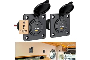 Obeaming 12V USB C Uttag PD 100W & PD 20W Helt i aluminium 2Pcs | Husbil Snabb laddning för Marin Båt Buss Lastbil RV Marine ATV Husvagn