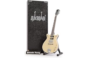 AXMAN Malcolm Young (AC/DC) Miniaturowa replika gitary - prezenty muzyczne - ręcznie wykonana ozdobna skala 1/4 - zawiera pudełko ekspozycyjne, plakietkę z imieniem i miniaturowy stojak na gitarę
