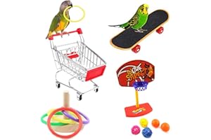 MELLYSTORE Papageien Spielzeug Set Parrot Intelligence Spielzeug Papagei Mini Shopping Trolley Skateboard Intellektuelles Spielzeug Vogelspielzeug für Papageien Wellensittiche Nymphensittich Graupapageien