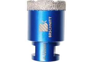 Broca de diamante de 40 mm, BRSCHNITT M14 Sierra perforadora de diamante soldada al vacío para baldosas, gres porcelánico, cerámica, mármol, granito, perforación, adecuada