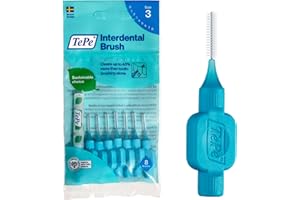 TEPE Brossettes Interdentaires, Originales, Bleu 0.6mm/ISO 3, 8pcs, élimine la plaque dentaire, nettoyage efficace entre les dents, pour espaces serrés