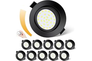 Lichtlord Spot LED Encastrable Dimmable Spot Led Extra Plat 5W Equivalent à 50W 600LM Blanc Froid 6000k Ultra Fin encastré LED Réglable 30°pour salle de bain cuisine salon,Lot de 10 (Noir 6000K)