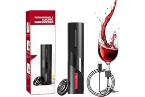 Bizcasa Cavatappi Elettrico per Vino USB Ricaricabile, Apribottiglie Elettrico Professionale per Vino con Tagliacarte, Set Regalo per Amanti del Vino (Apribottiglie ricaricabile - Nero)