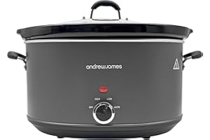 Andrew James 8L Slow Cooker - Roast-to-Rest – Extra Large Family Slow Cooker with Ceramic Pot, Easy-Clean Design, 3 Heat Settings & Glass Lid – Ideal for Roasts, Soups & Party Meals
